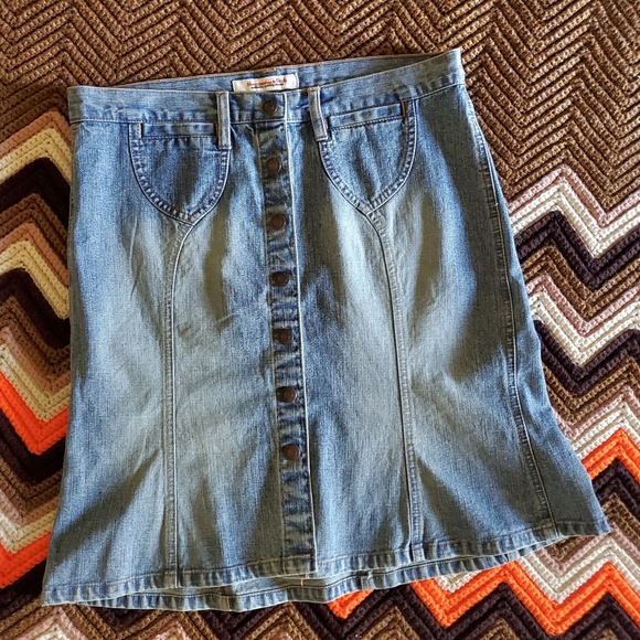 Vintage Abercrombie & Fitch Denim Flared Mini Skirt Y2K NWT - Picture 1 of 16